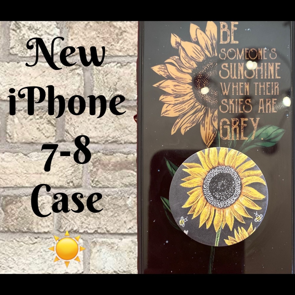 New iPhone 7-8 Sunflower Case with Popsocket
